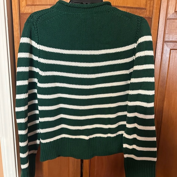 J.Crew green striped roll up sweater XL NWT - Picture 6 of 8
